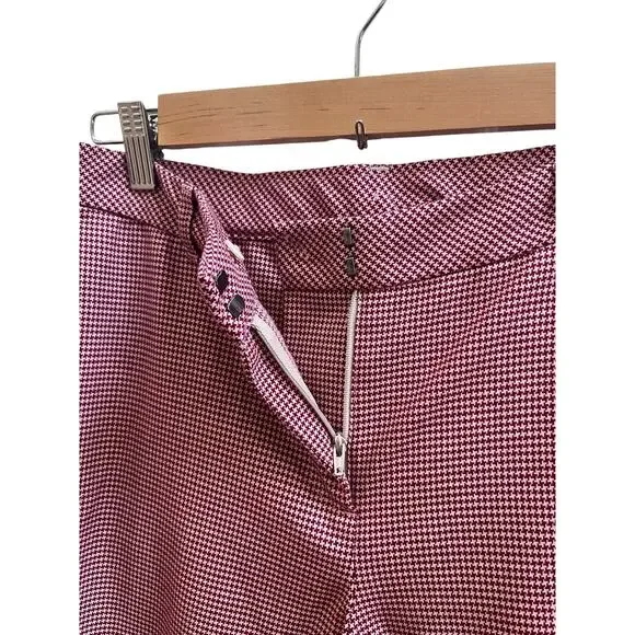J Jill Red Houndstooth Print Size 8 Viscose Blend Wide Leg Pant 24.5 Inch Inseam - Picture 7 of 13
